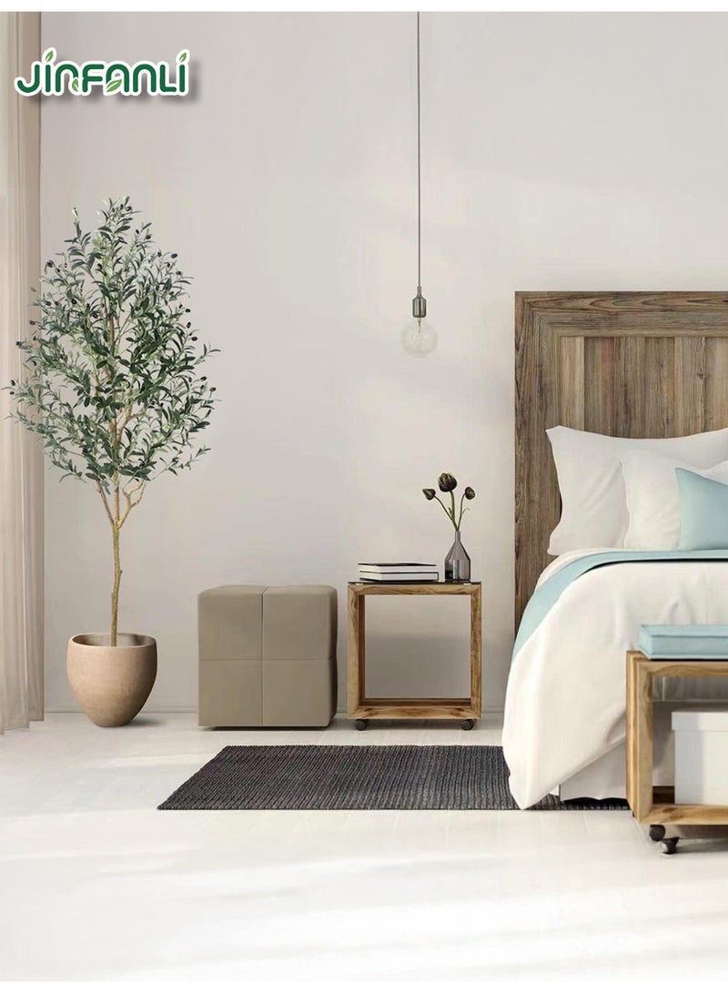 JINFANLI Artificial Olive Tree 180cm Tall Imitation Silk Plant for Home Office Decoration Indoor Fake Potted Tree with Natural Wood Trunk and Lifelike Fruits (Green, 180cm) - Image 3